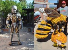 Con neumáticos desechados, las creaciones de un artista salteño