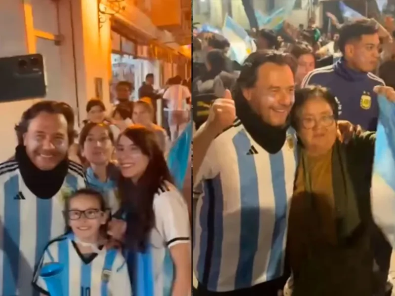 Gustavo Sáenz sorprendió en los festejos y celebró junto a los salteños el pase de Argentina a la final